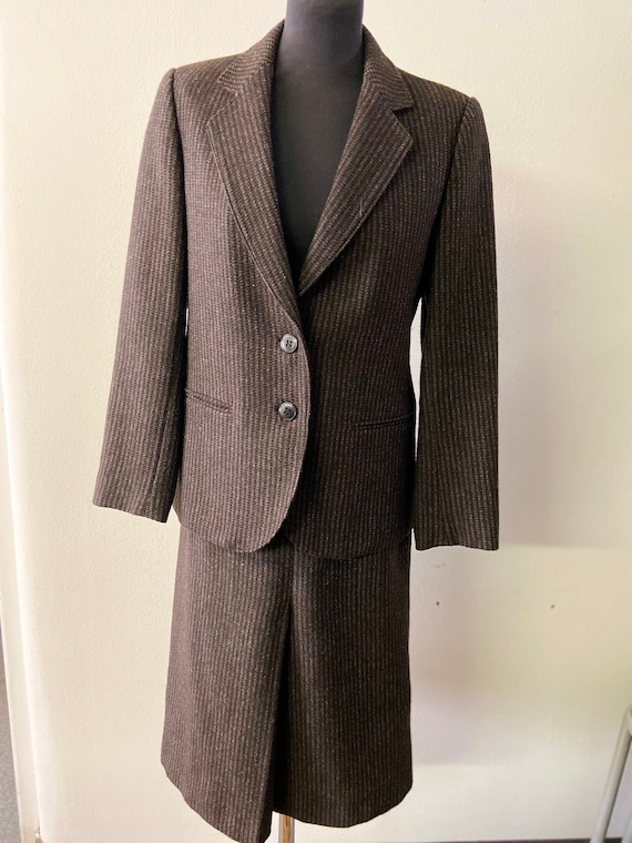Vintage skirt suit | Ladies suit | 80s womens suit | Wool suit | brown suit | work suit | church suit | Size 36