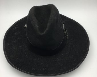 Men's Vintage Black Felt Hat | Circa 1880 Wide Brimmed Bavarian Alpine Style