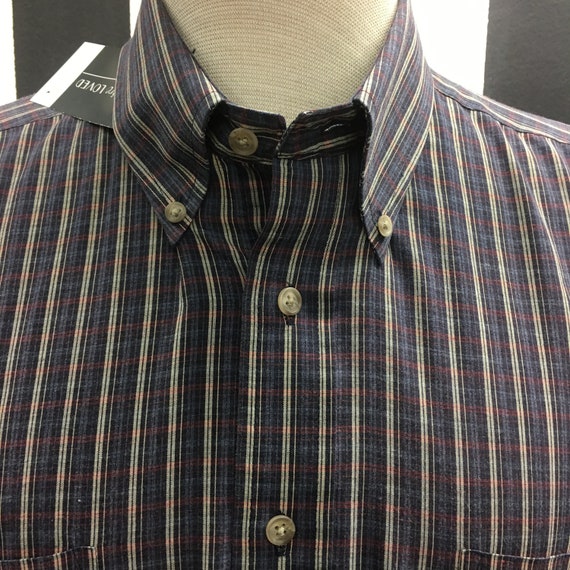 Mens Vintage 1990's Casual Checked Shirt by Van Heusen Short Sleeved Cotton  Blend Shirt Size XLT 