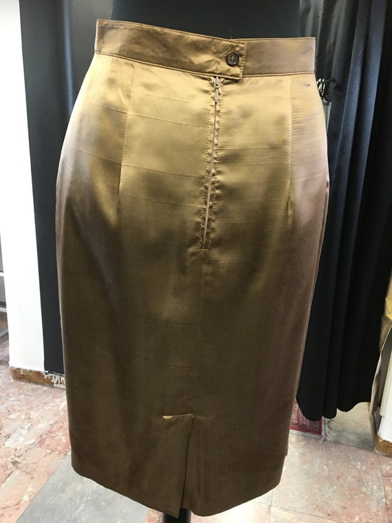 Classic Vintage Pencil Skirt | Beautiful Gold Sil… - image 2