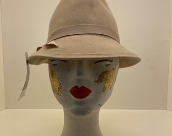 Sombrero retro vintage para mujer / Elegante sombrero beige de ala ancha / Sombreros de mujer estilo años 80
