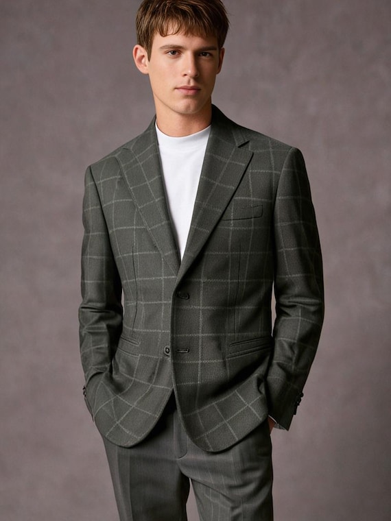 Vintage Classic Men's Vintage 90's Checked Wool Blazer by