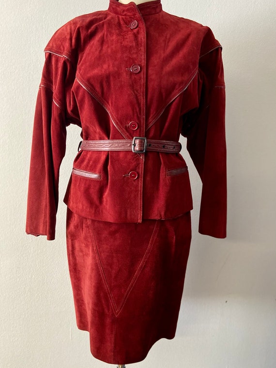 Vintage 80s Dark Red Suede Women 