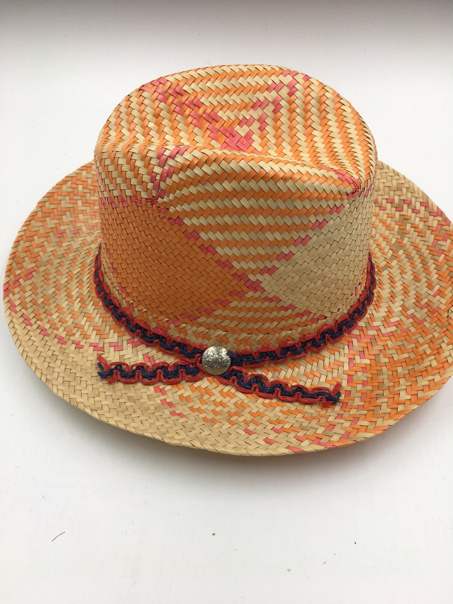 Mens Straw Hat 70's Vintage Hat Real 
