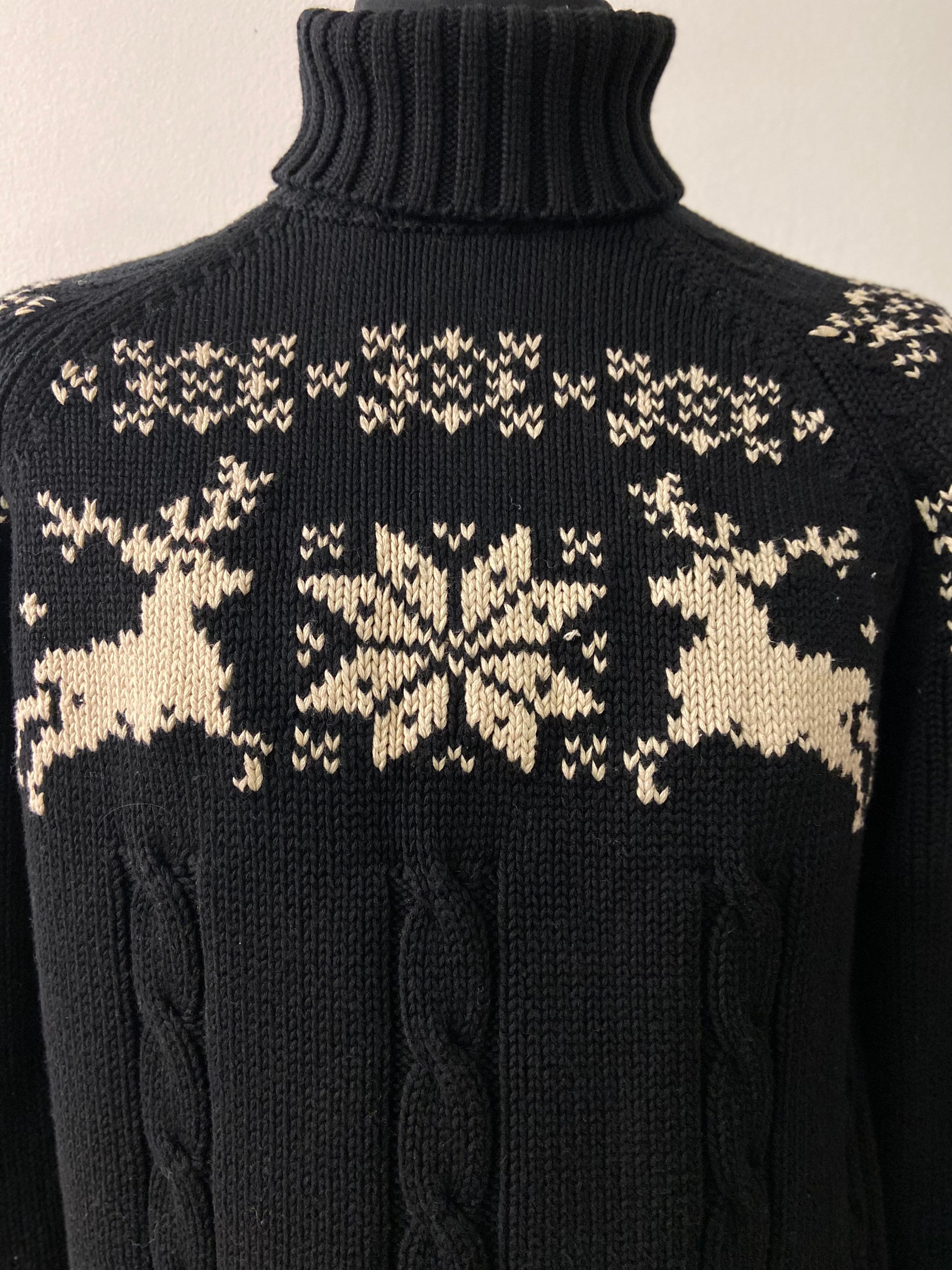 Vintage 80s Cotton Sweater From Lands End Brand | Black With 