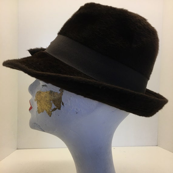 Women's 70's Vintage hat | brown woven rabbit fel… - image 3