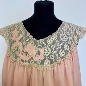 60s Vintage Nightgown | Rare Find, Sexy Semi Sheer Peach nightgown |  Size M