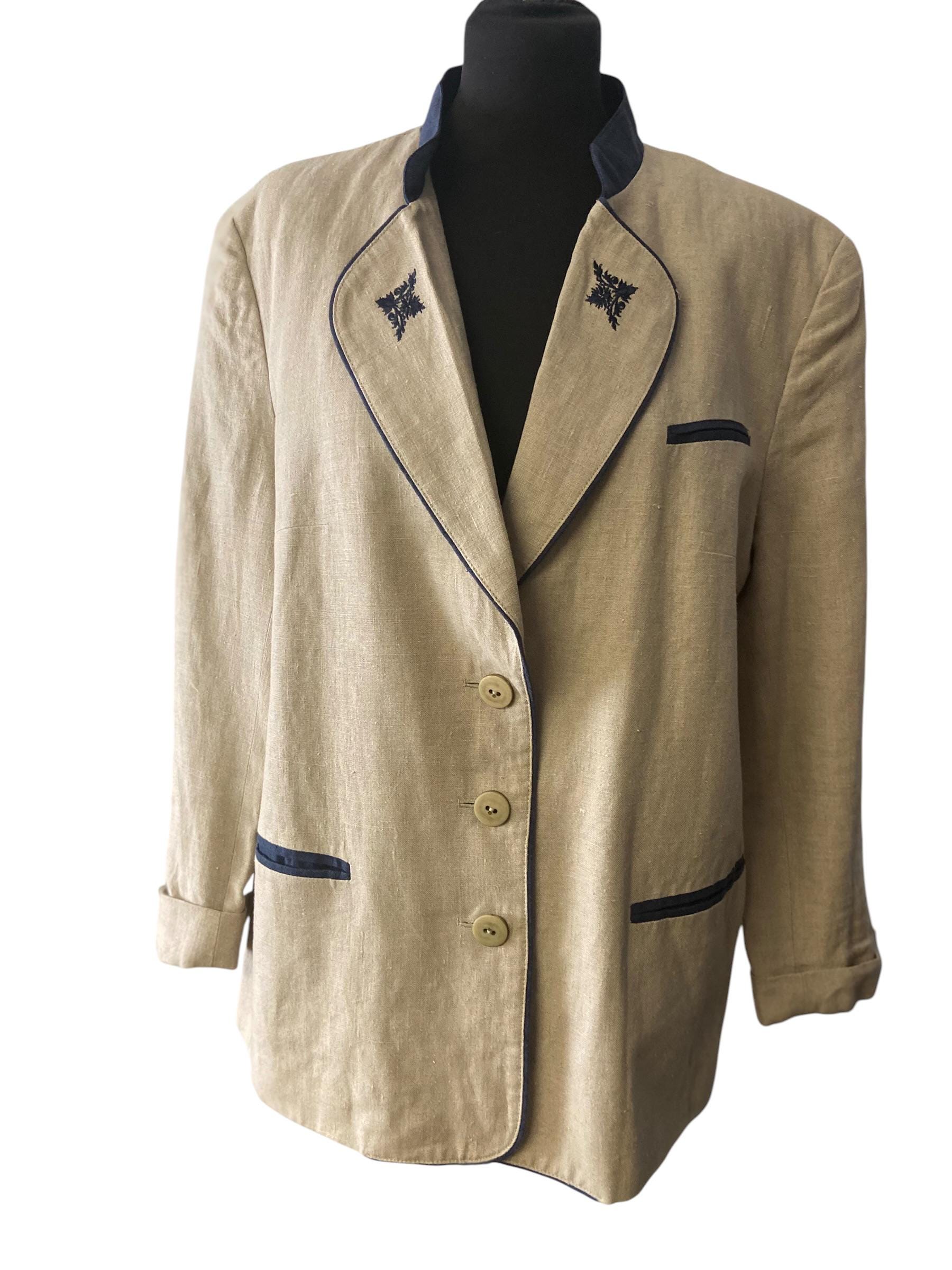 Women's Vintage Tirol Trachten Style Linen blazer Size EU 42