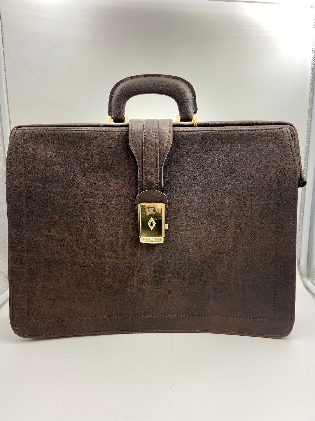 Vintage Leather Crossbody Business Briefcase main image 1
