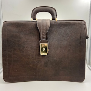 Maletín vintage de piel sintética / Bolso de negocios con asa superior de los años 90 / Estilo atemporal