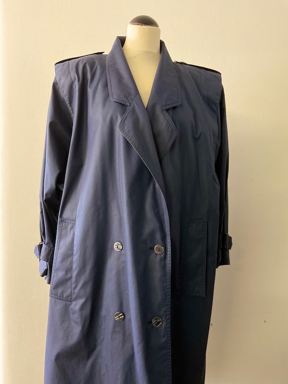 【ヨーロッパヴィンテージ】ダークネイビー ダブルブレスト ロングコート ヨーロッパヴィンテージ】ダークネイビー ダブルブレスト ロングコート