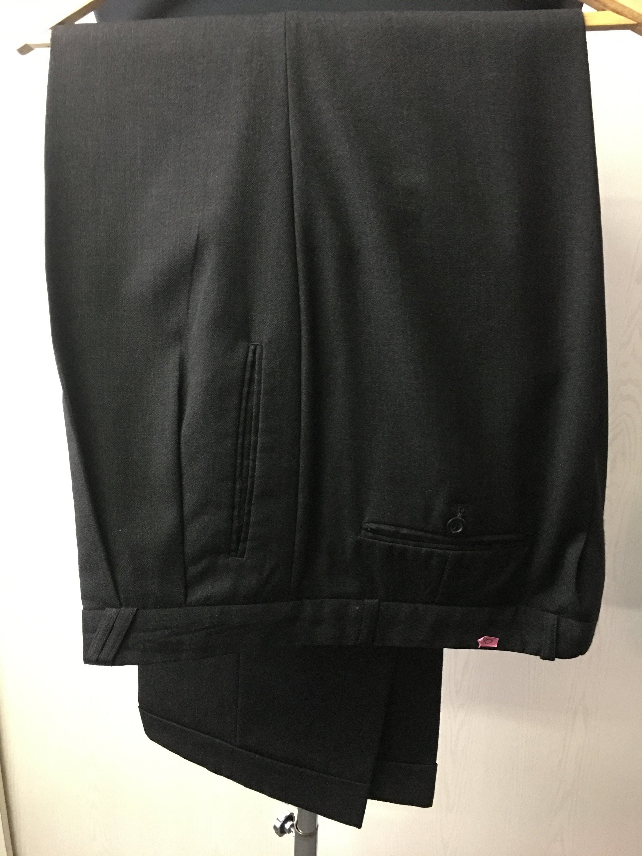 Stuart Shaines Two-pleat wool pants slacks for men, size W33 wool gray type Vintage Second Hand