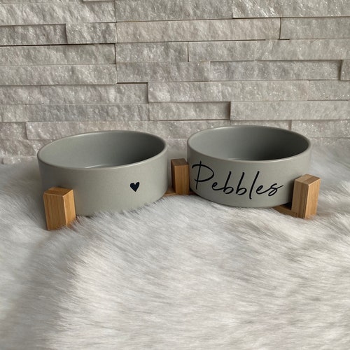 food bowl | food bowl | personalized | Ceramic | Bamboo holder