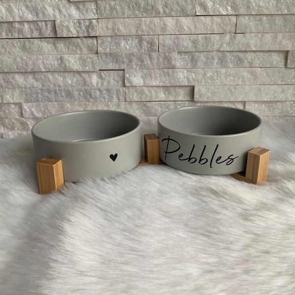 food bowl | food bowl | personalized | Ceramic | Bamboo holder