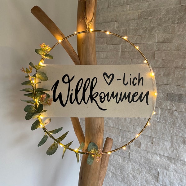 Door wreath | wreath | metal ring | Wall decoration | Eucalyptus | customizable | Desired text