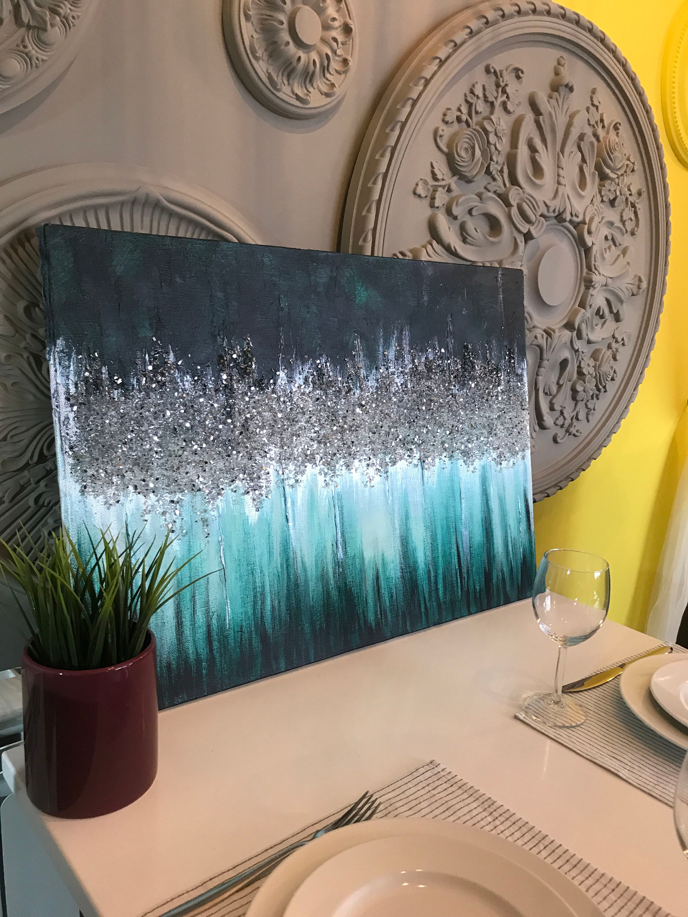 Large Abstract Original Acrylic Glasses Painting On Canvas and Etsy