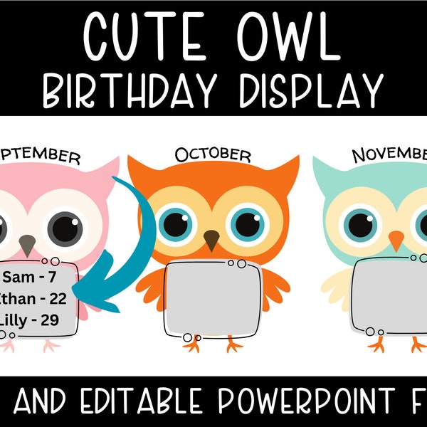 Cute Owl Birthday Display PDF/PPTX