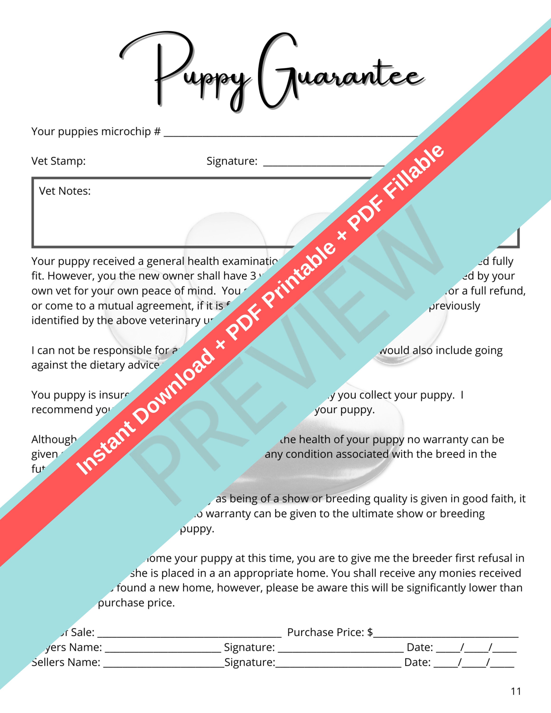 Puppy Health Guarantee Template Puppy Health Guarantee Template