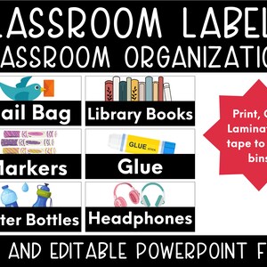 Classroom Bin Labels - PDF/PPTX