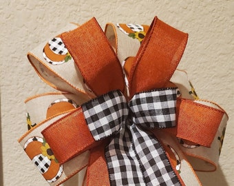 Black and White Buffalo Check Pumpkin Bow