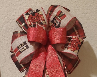 Nutcracker Plaid Christmas Bow