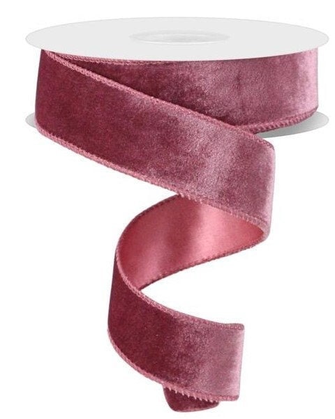 Soft Pink' Velvet Ribbon, 3/8 OR 1/4, 70% Rayon/30% Nylon