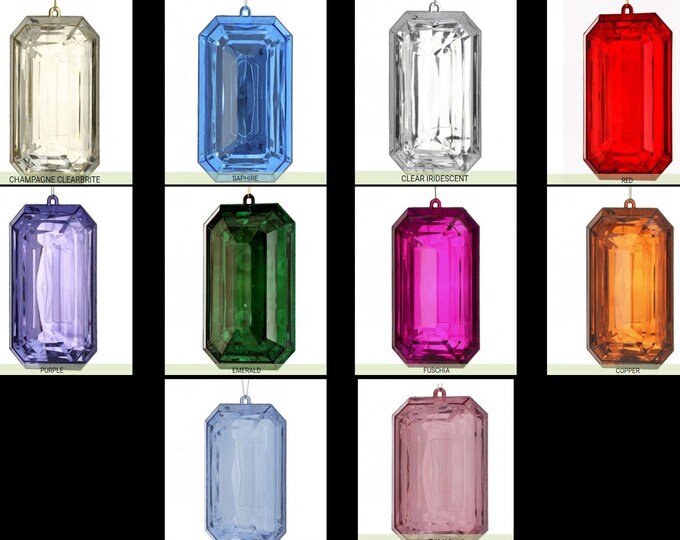 Gem Ornament Emerald Green Acrylic Emerald Cut Precious 8, Emerald