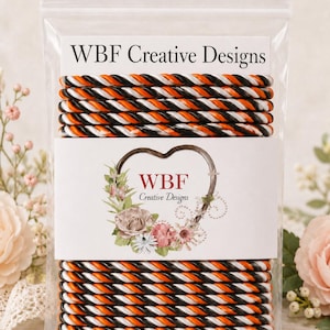 Shiny Decorative Twisted Cord Trim: Orange, Black, and White (Halloween)