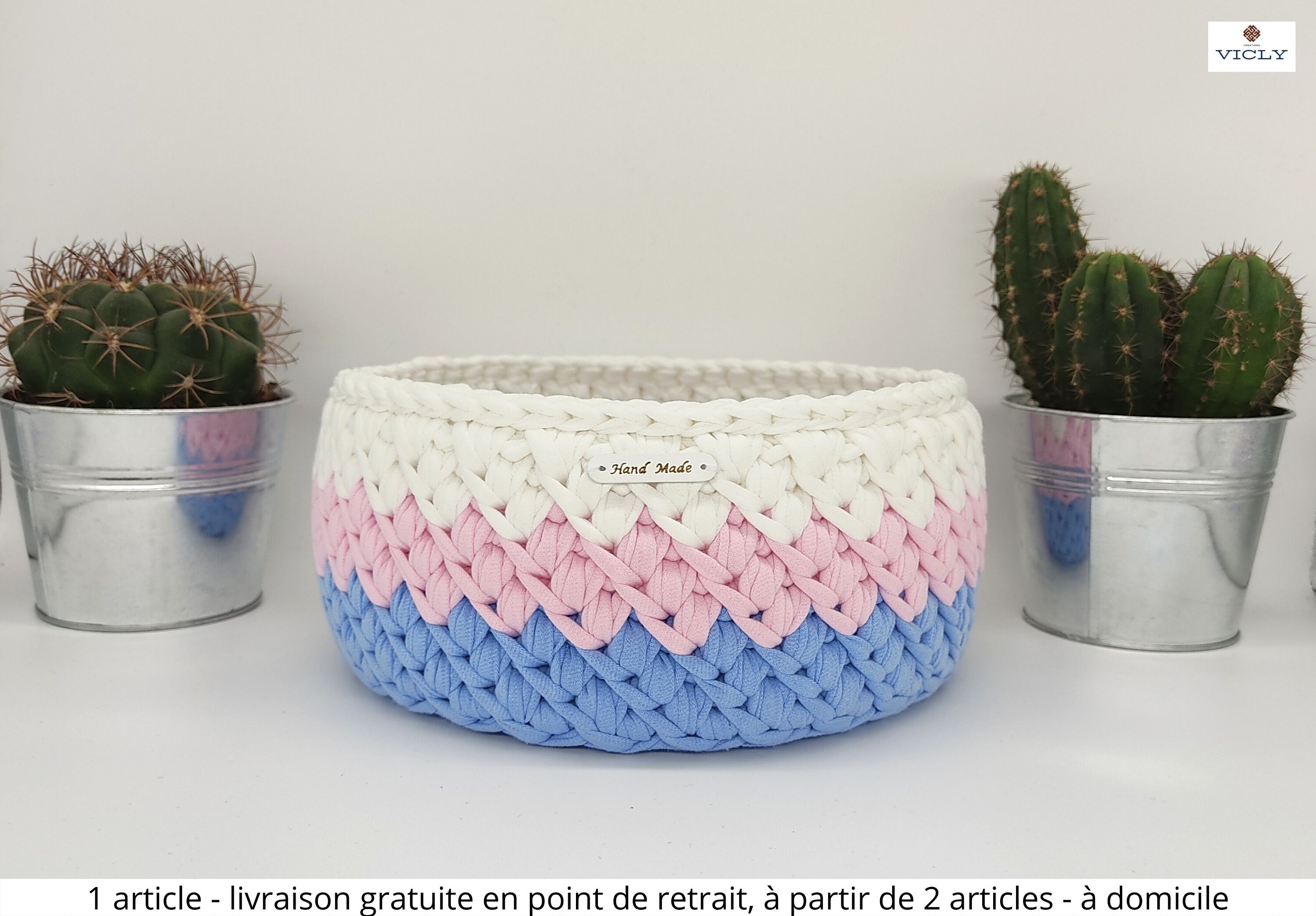 Panier de Rangement Rond à Motif Spiral Taille L/ Panier Original Décoratif Fait Main en Matières Na