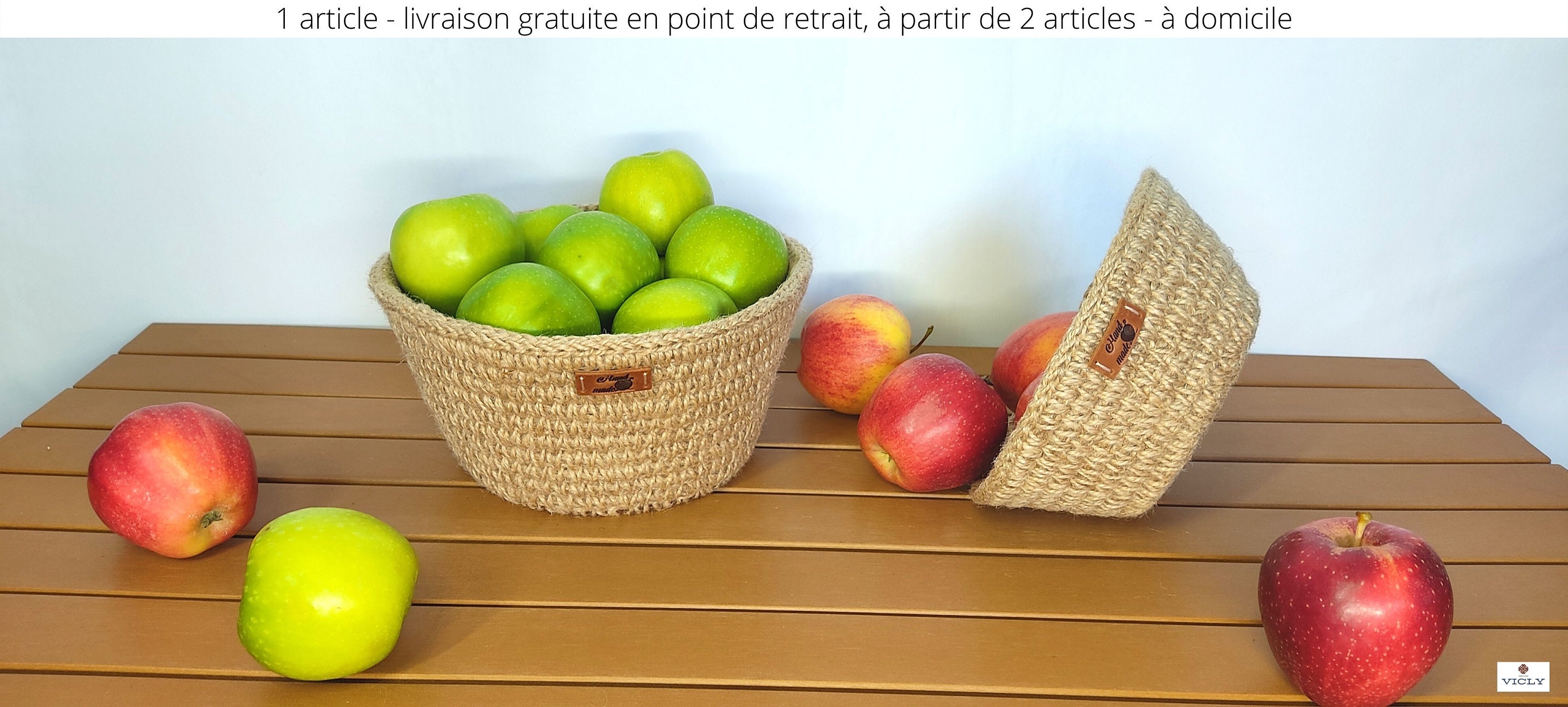 Corbeille à Fruits, Panier Écologique Fait Main, Corbeille Pain, Décoratif en Matières Naturelles/Dé