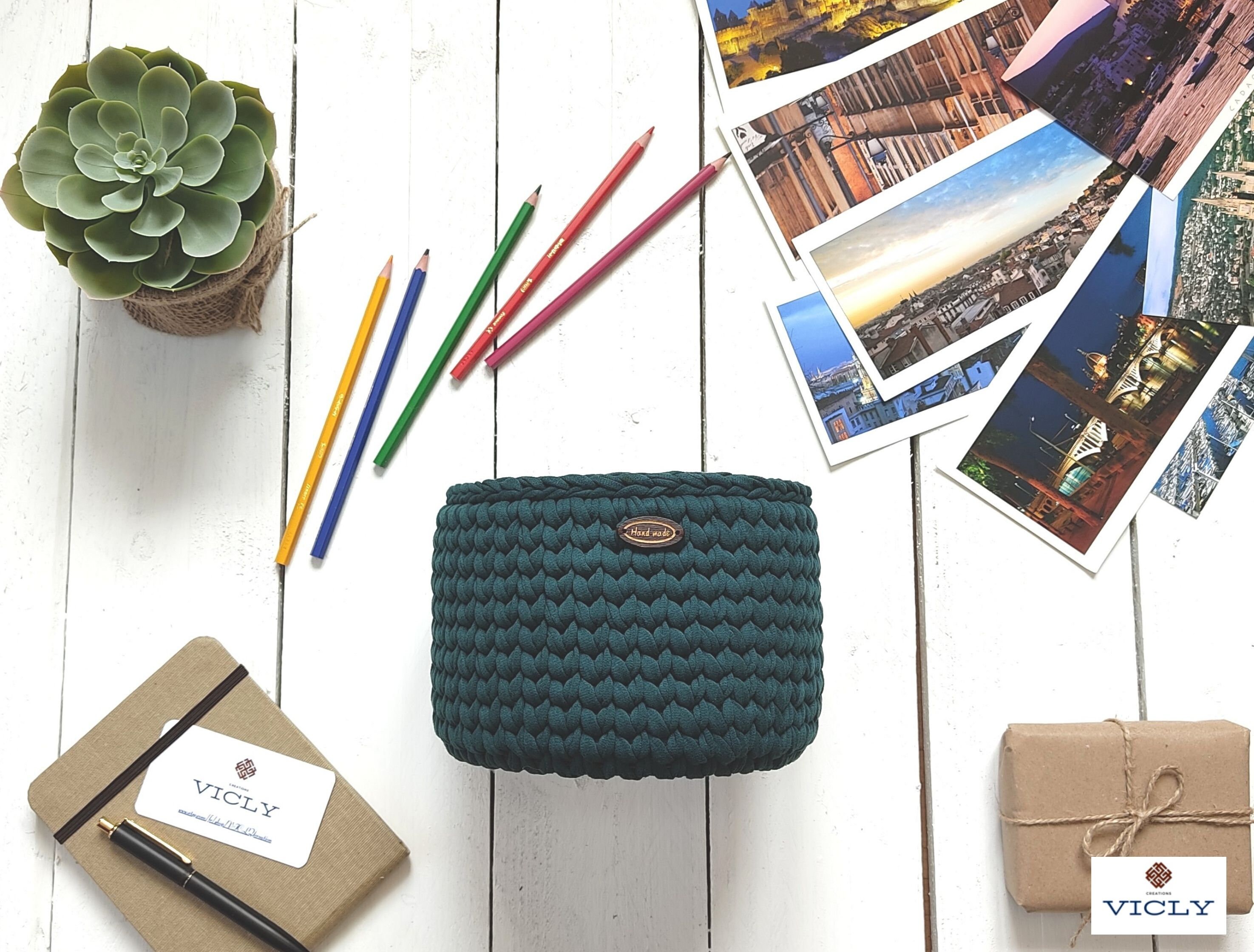 Cesta de almacenamiento bastante redonda hecha de materiales | Etsy