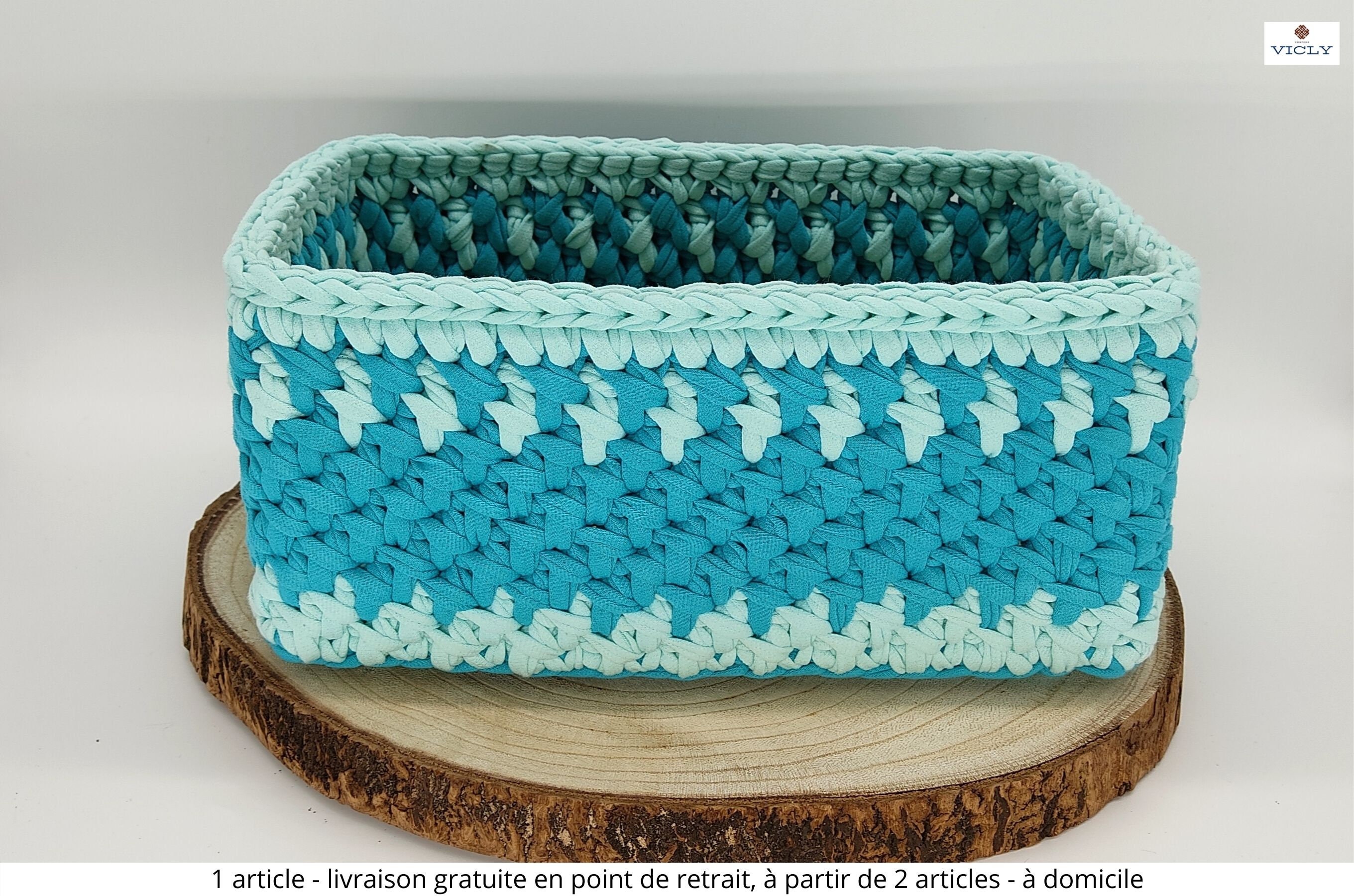 Panier Rectangulaire Deux Tons Fait Main, Couleurs/Tailles Différentes/Panier de Rangement Décoratif