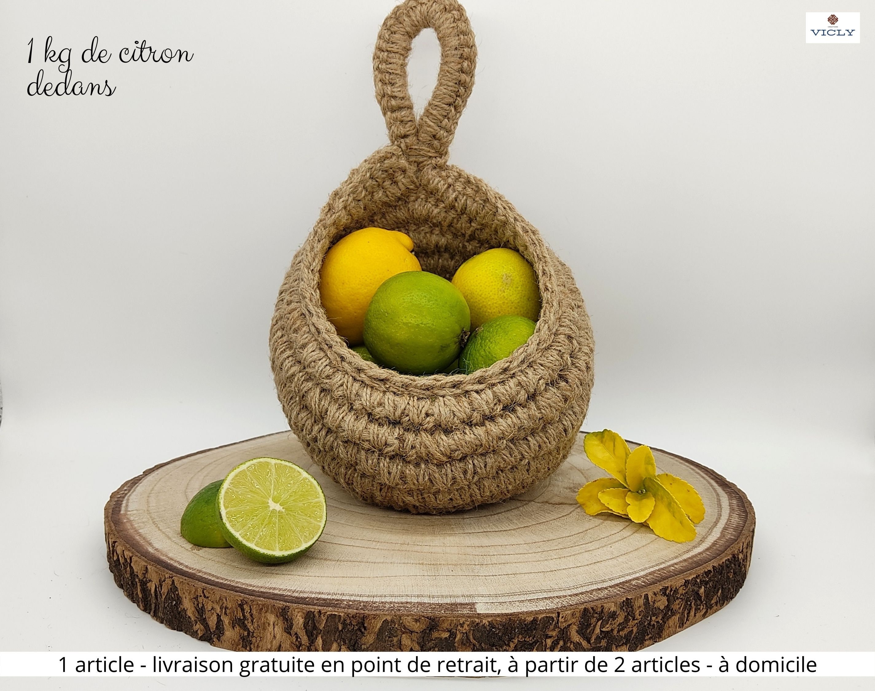 Panier Suspendu Rangement Fait Main en Jute/Corbeille Murale Décorative Panier à Suspendre Au Croche