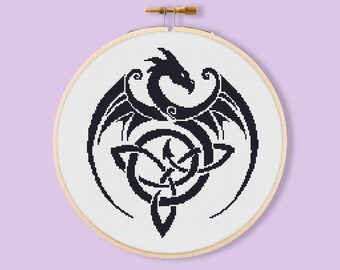 Drache Tattoo Kreuzstich Anleitung, Gothic Stickdatei