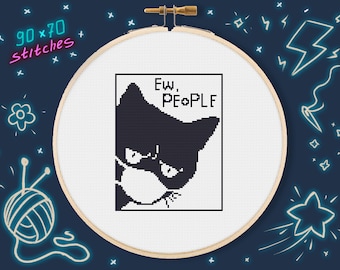 Ew, People Black Cat Meme Cross Stitch Pattern (PDF)