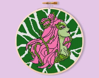 Superheld grünes Kreuzstichmuster Poison Ivy für handgemachtes Geschenk. Süßer Kreuzstich. Geek Stickdatei Sofort pdf download.