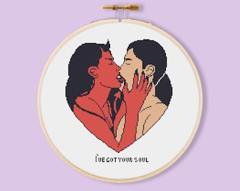 Soul Kissing Cross-Stitch Pattern, Romantic Valentine Gift (PDF Download)