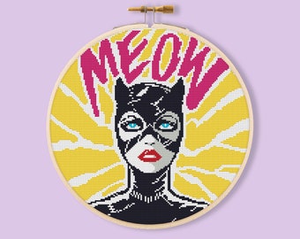 Korsstygnsmönster med Catwoman: Superhjältebroderi (PDF-nedladdning)