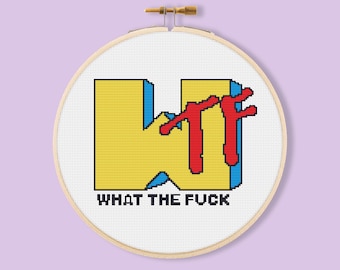 WTF Cross Stitch Pattern, Funny Swear Word Embroidery (PDF Pattern)