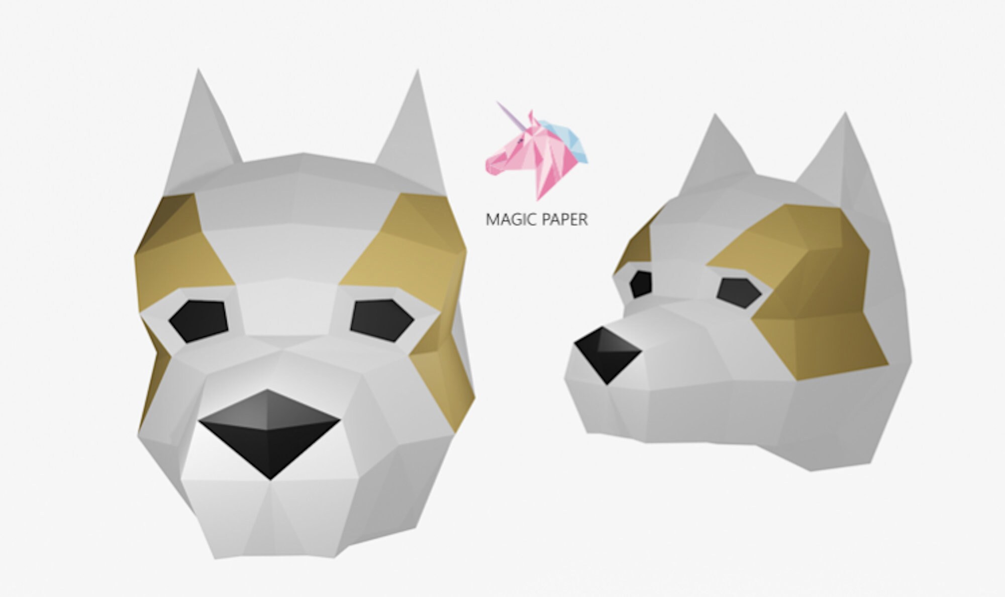 Stafford Dog Papercraft Paper Craft Pepakura 3D Paper PDF Etsy