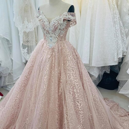 Beautiful Luxury Pink Princess Wedding Dress Made to Order - Etsy