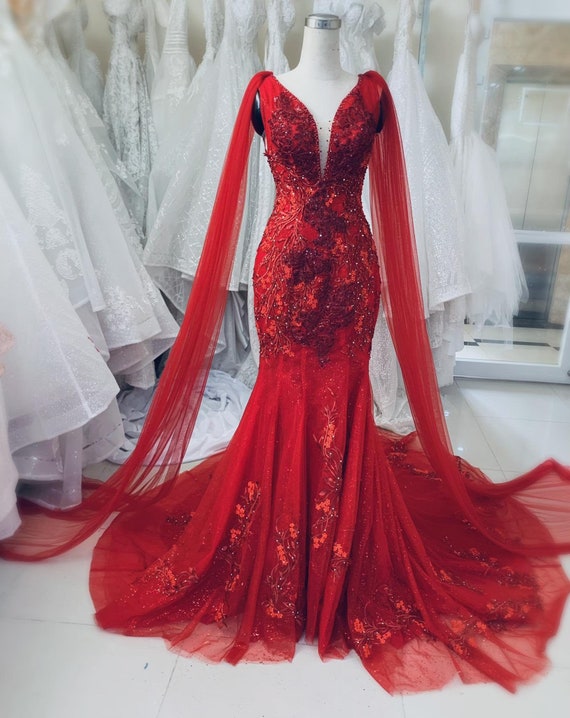 Red Ball Gown Wedding Dresses Long Sleeve Sweet 16 Dress 67497 – Viniodress