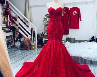 Red Wedding Dress - Etsy