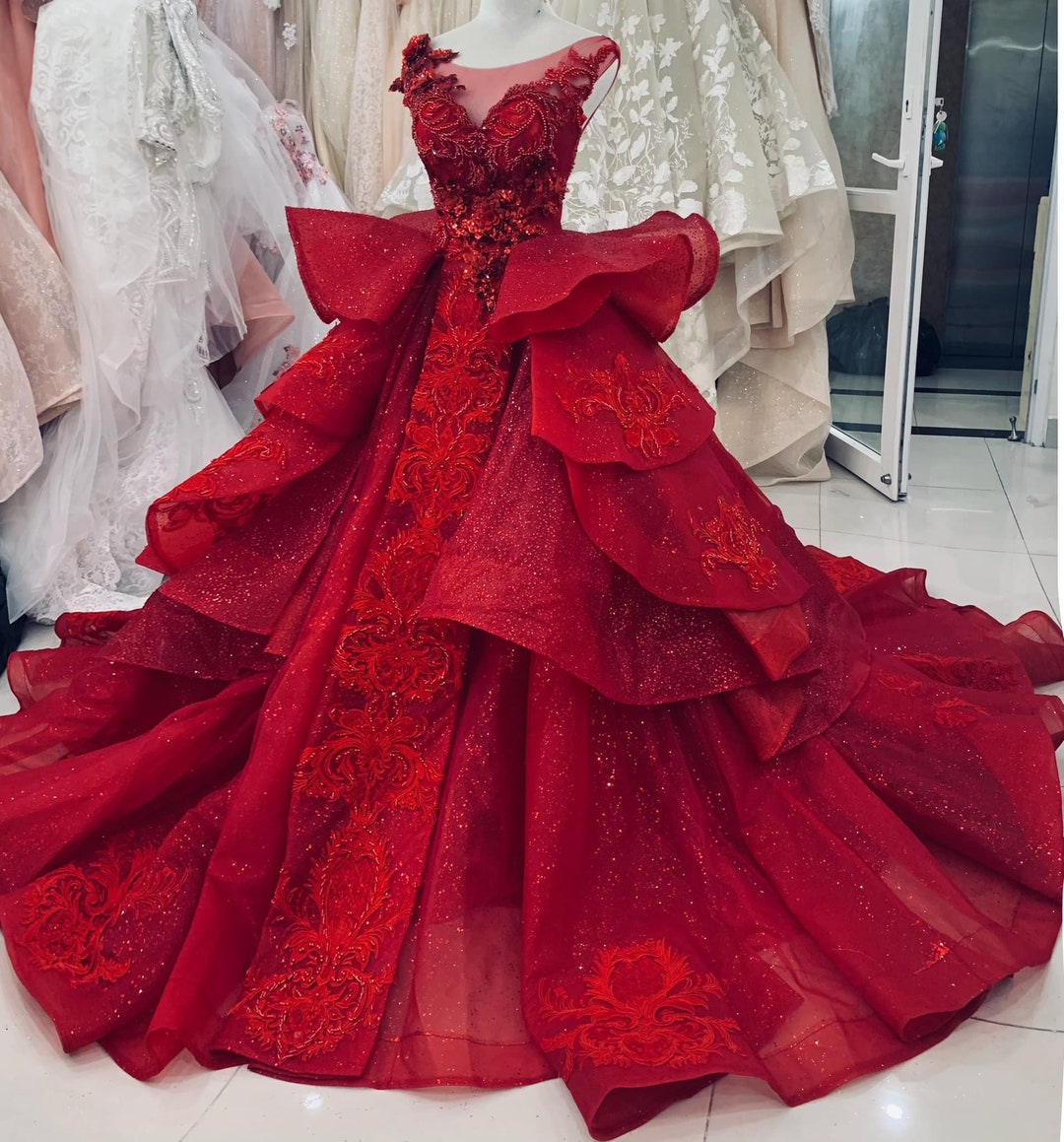 Gorgeous Red Princess Wedding Dress Made to Order Perfect - Etsy