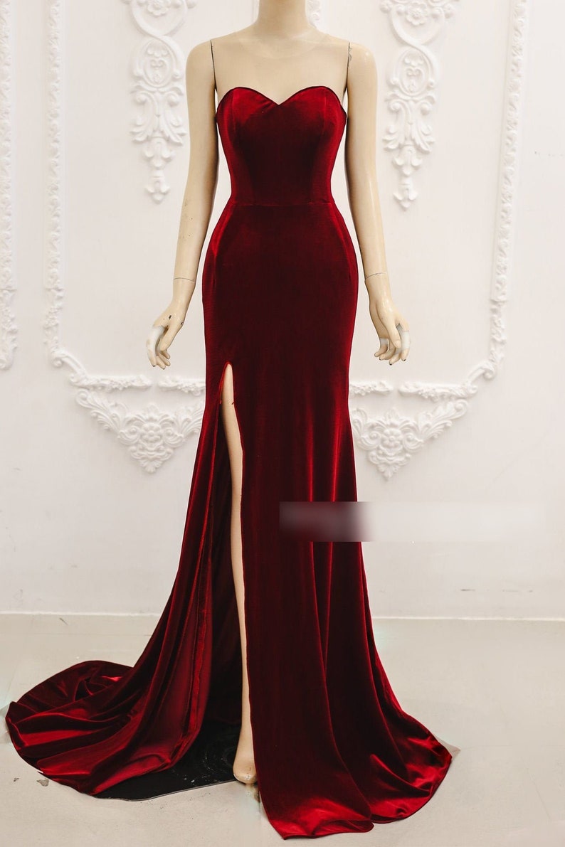 Luxury Red Velvet Evening / Prom Mermaid Dress Made to Order - Etsy