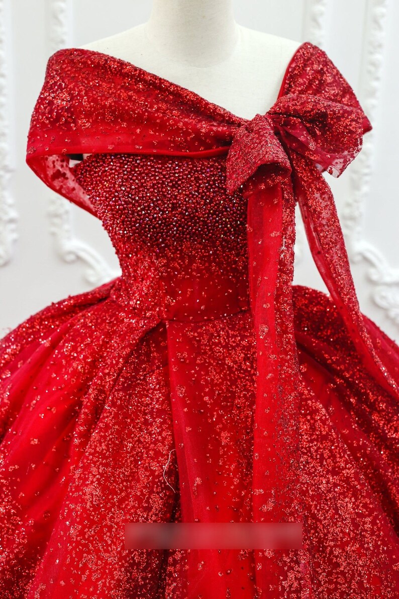 Gorgeous off the shoulder red princess wedding dress made to order, two beautiful red princess ball gown designs to choose from image 7