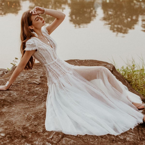 Hippie Wedding Dress - Etsy