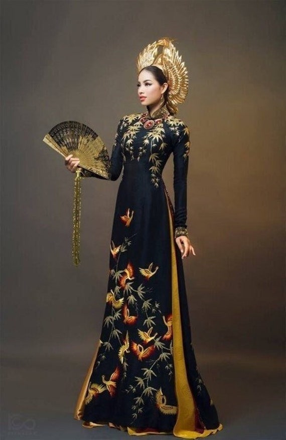 Beautiful Inspired Pham Huong Traditional Vietnamese Ao Dai Custom