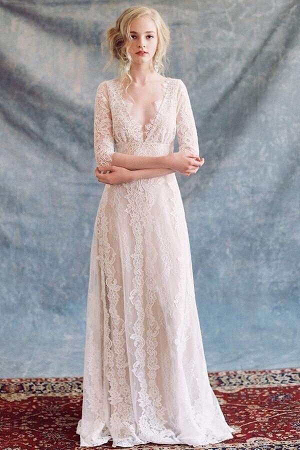 Boho Vintage Wedding Dress Bohemian Angel Style Lace Wedding | Etsy Ireland