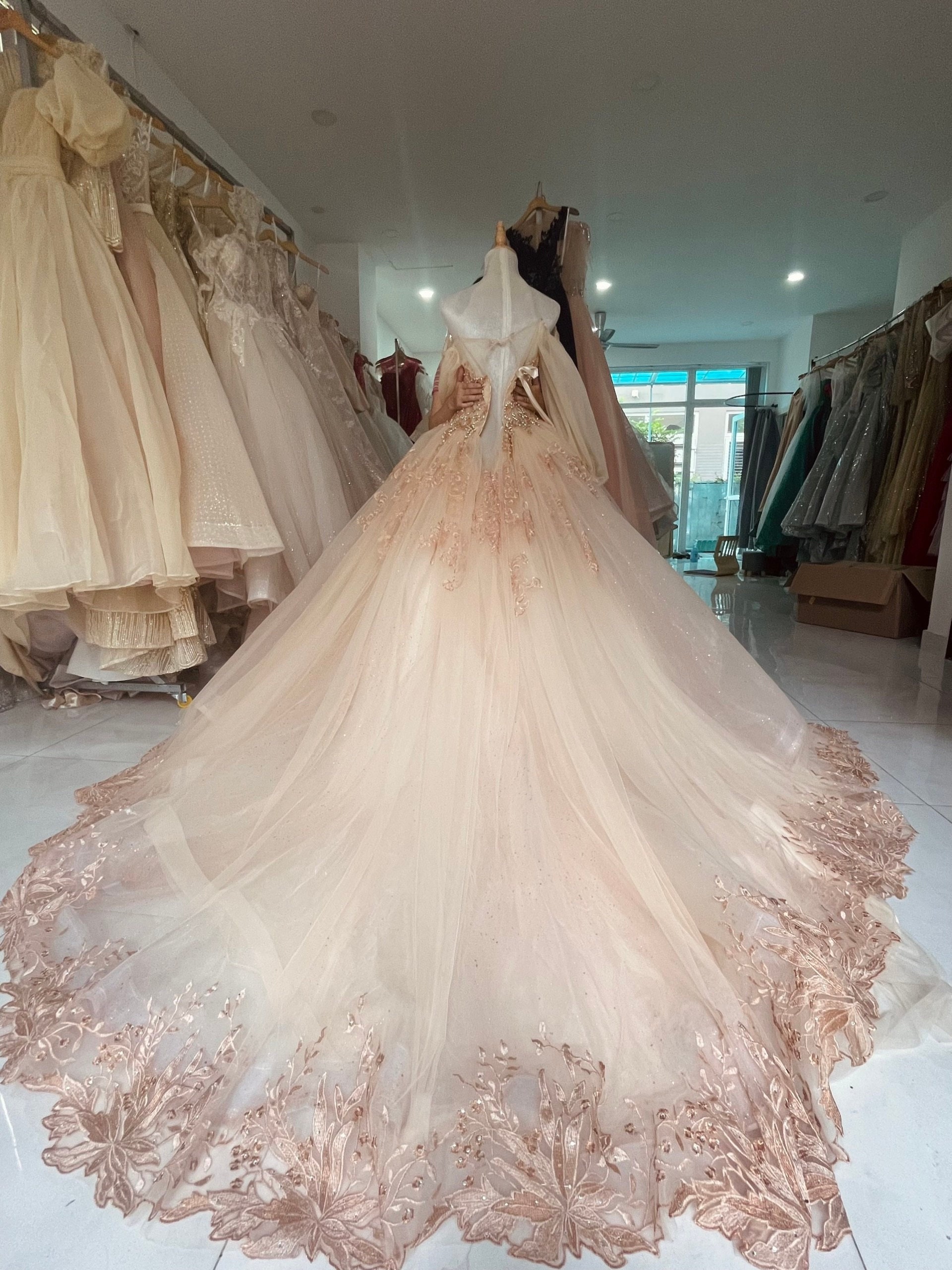 Rose gold ball clearance gown wedding dress